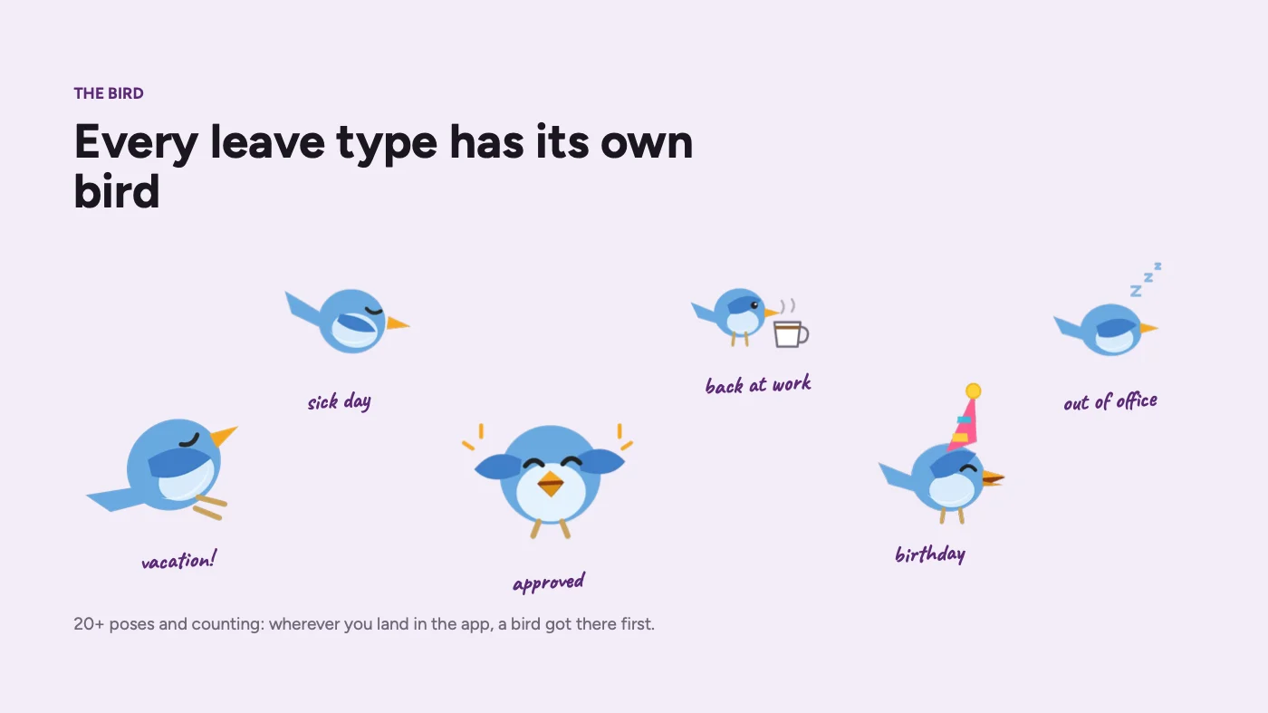 An illustrated bird for every leave type