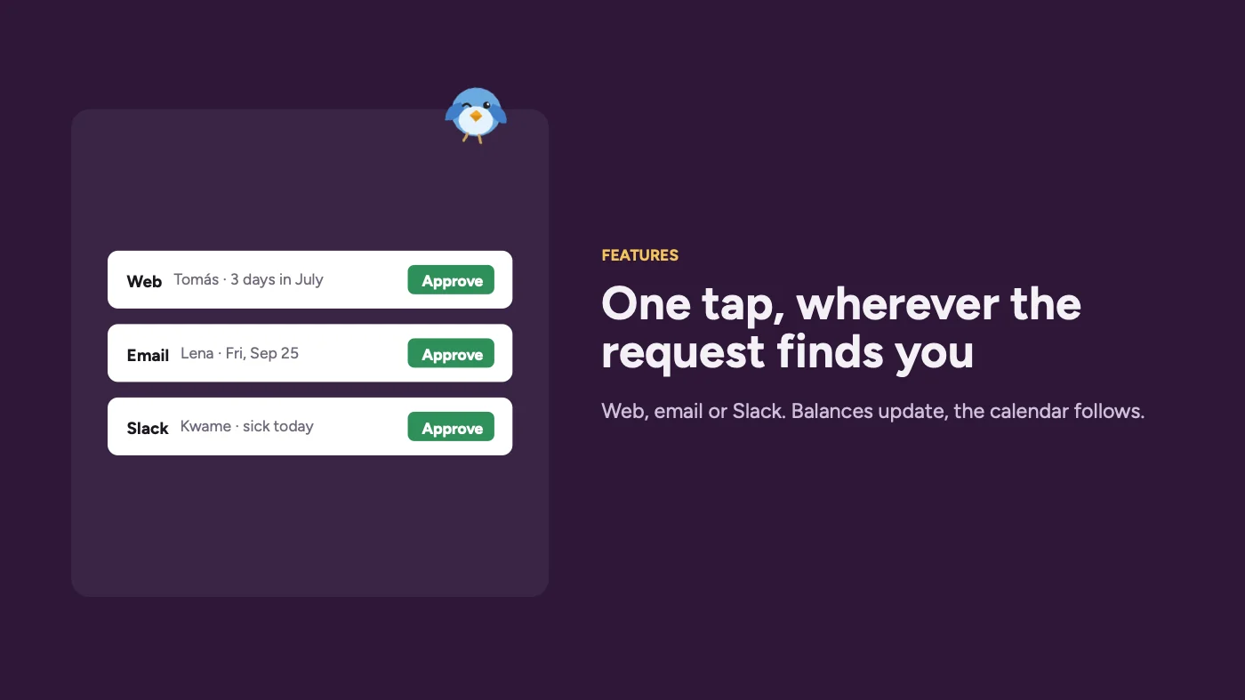 Approving requests from the web, email or Slack