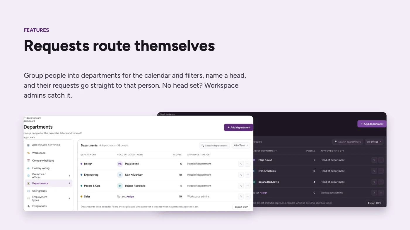 Departments that route requests to the right approver